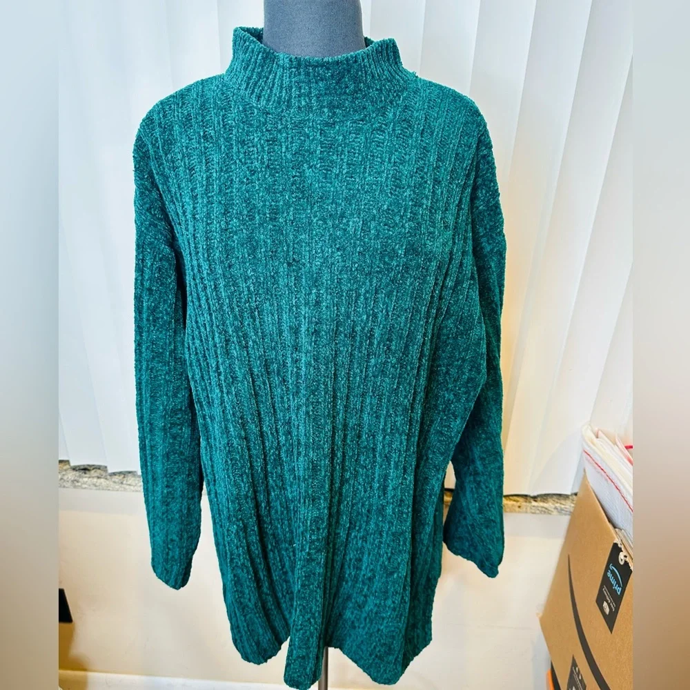 Reference Point Green/Teal Women's Turtle Neck Thick Sweater Size XL